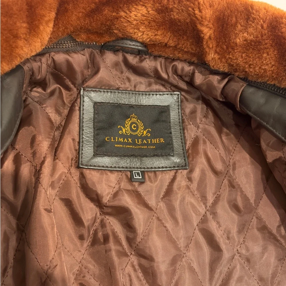 Men's Cockpit Aviator Leather Bomber Jacket with Patches L Large - Picture 11 of 16